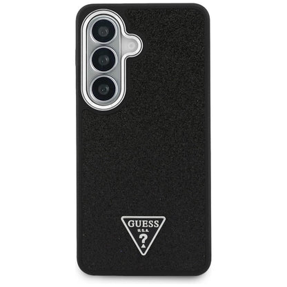 Coque MagSafe pour Samsung Galaxy S26 Plus S947, Guess, Logo Triangle Pailleté Fixe, Noire
