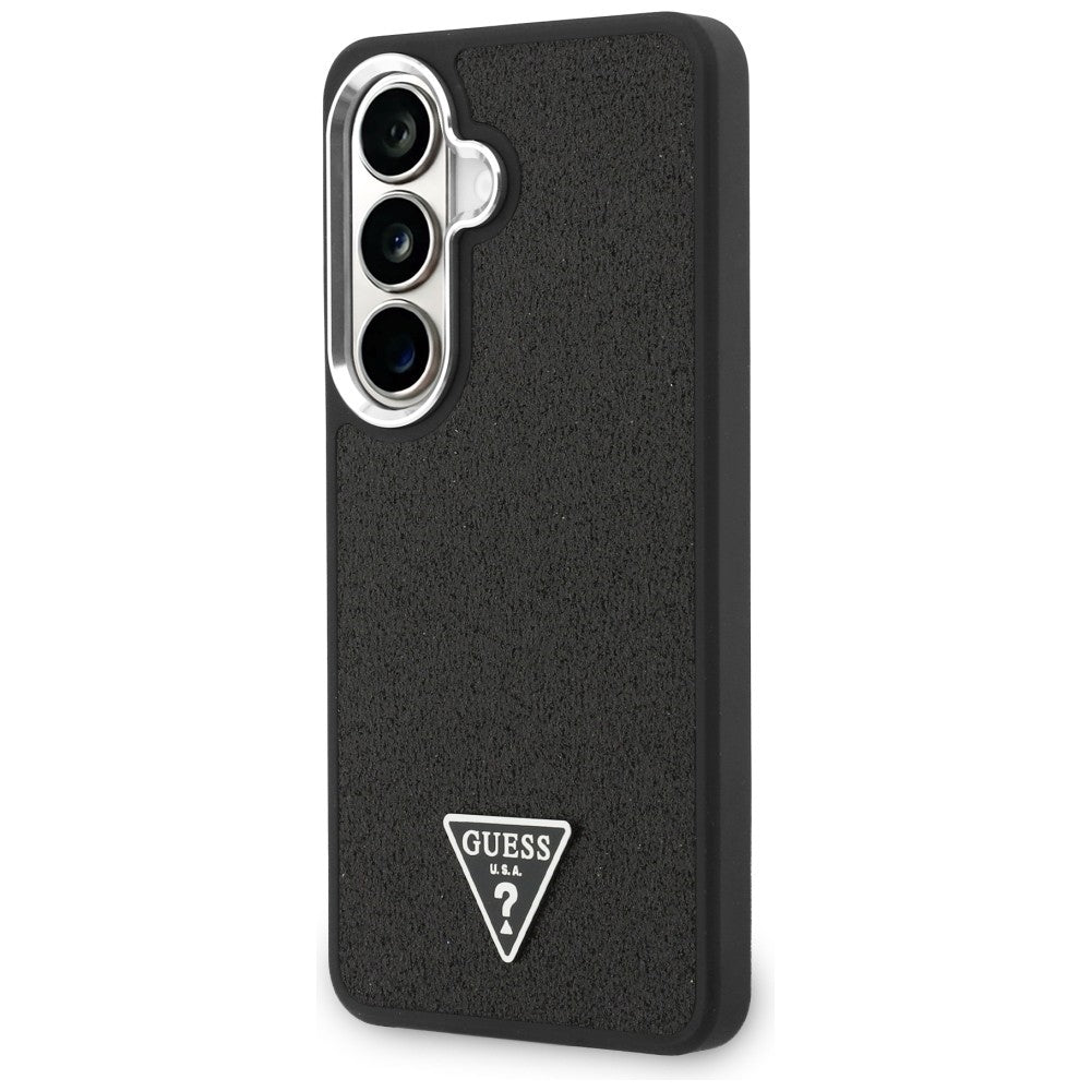 Coque MagSafe pour Samsung Galaxy S26 Plus S947, Guess, Logo Triangle Pailleté Fixe, Noire