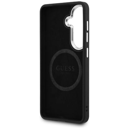 Coque MagSafe pour Samsung Galaxy S26 Plus S947, Guess, Logo Triangle Pailleté Fixe, Noire