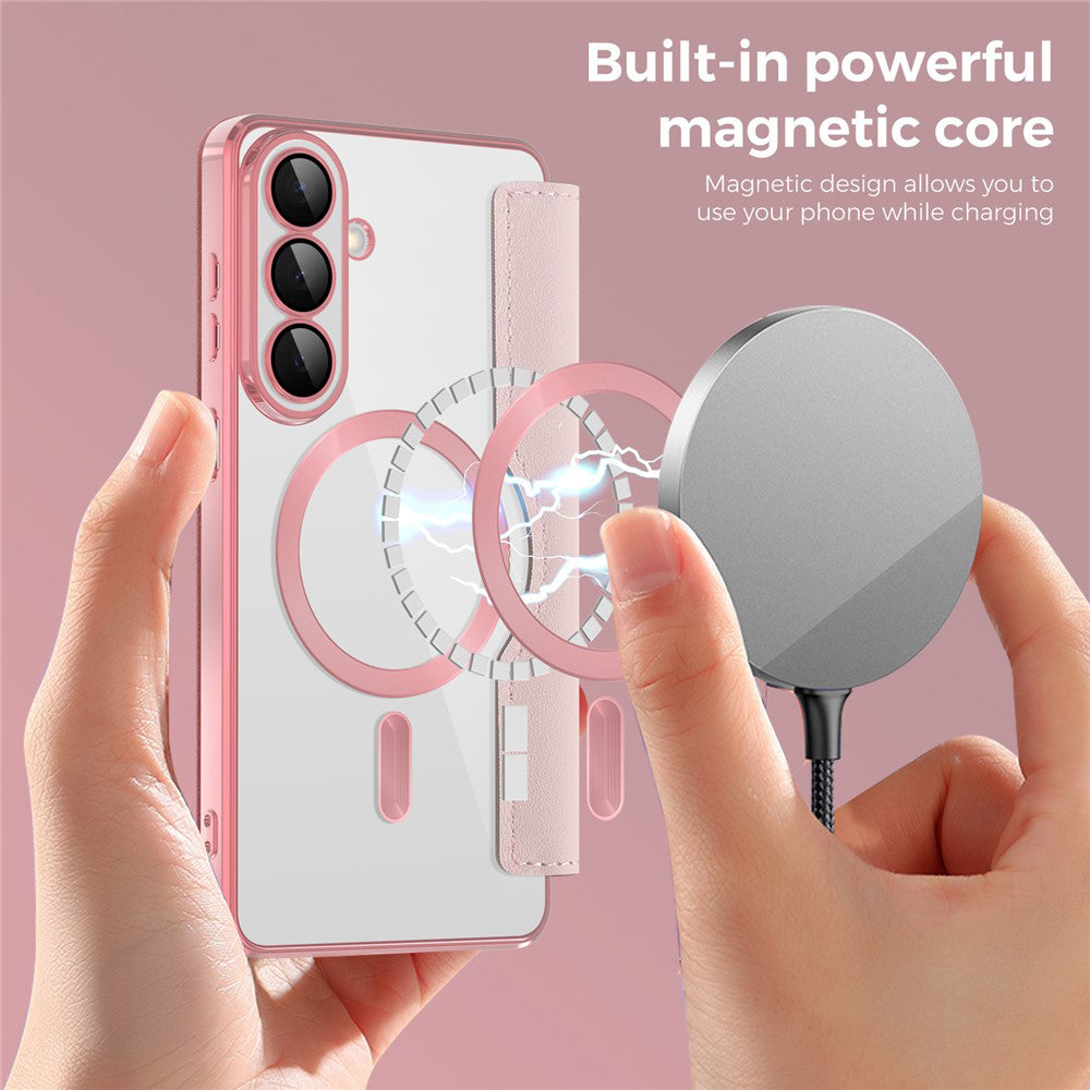 Étui MagSafe pour Samsung Galaxy S26 Plus, Techsuit, SmartMag Book, Rose