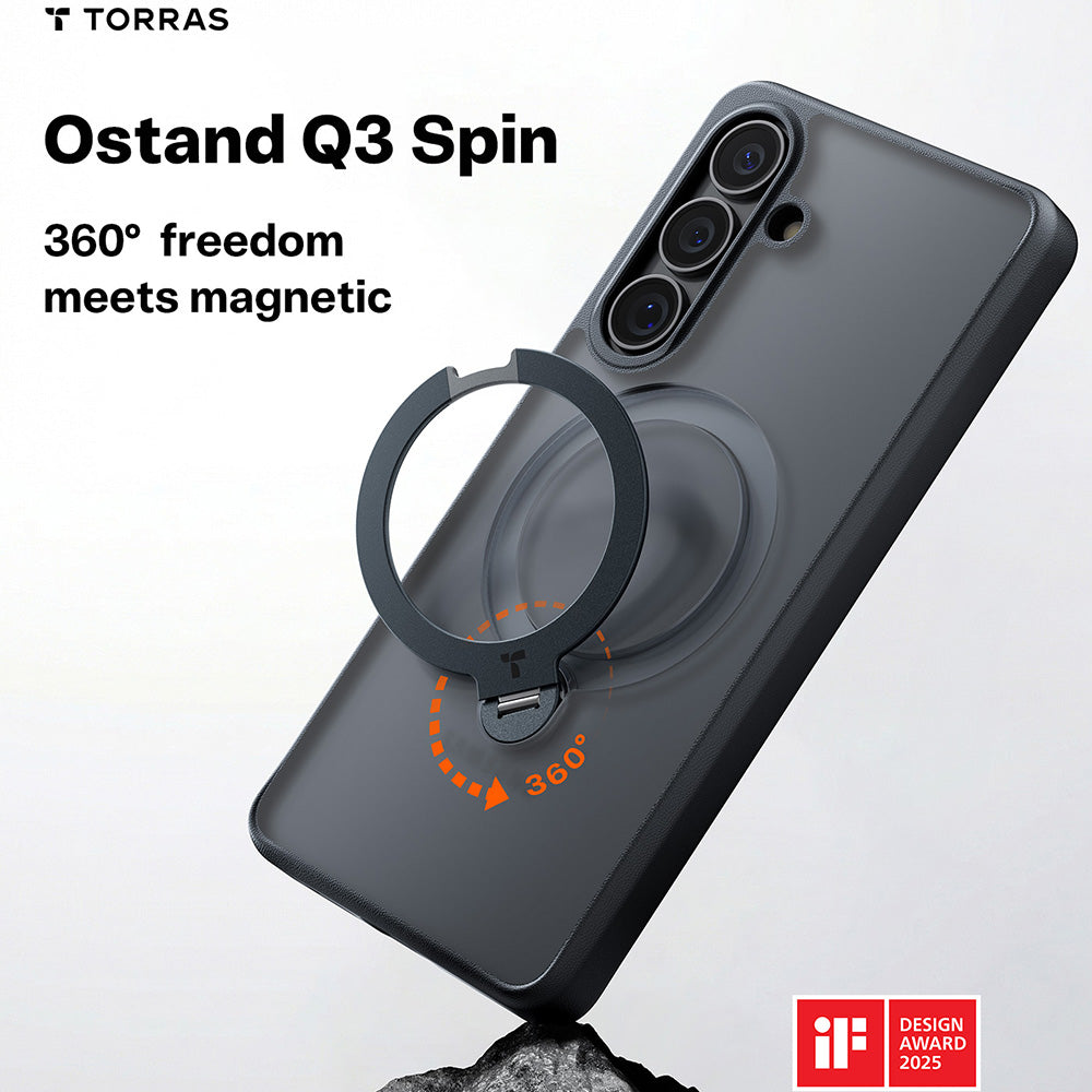 MagSafe Hülle für Samsung Galaxy S26 Plus, Torras, Ostand Spin, Schwarz