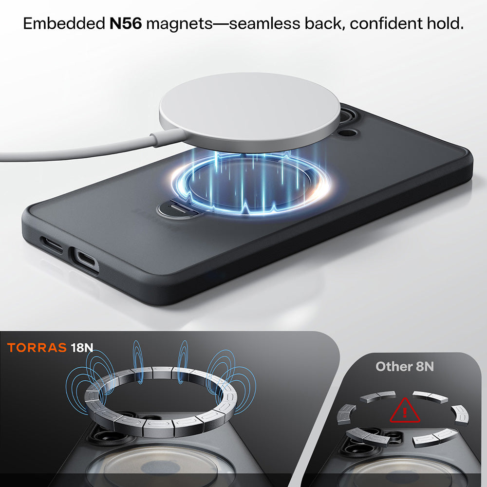 MagSafe Hülle für Samsung Galaxy S26 Plus, Torras, Ostand Spin, Schwarz