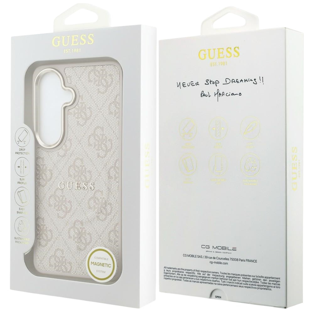 MagSafe Hülle für Samsung Galaxy S26 S942, Guess, 4G Embossed Ring, Rosa