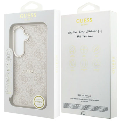 MagSafe Hülle für Samsung Galaxy S26 S942, Guess, 4G Embossed Ring, Rosa
