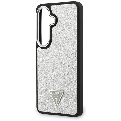 MagSafe-Hülle für Samsung Galaxy S26 S942, Guess, festes Glitzer-Dreieck-Logo, Silber