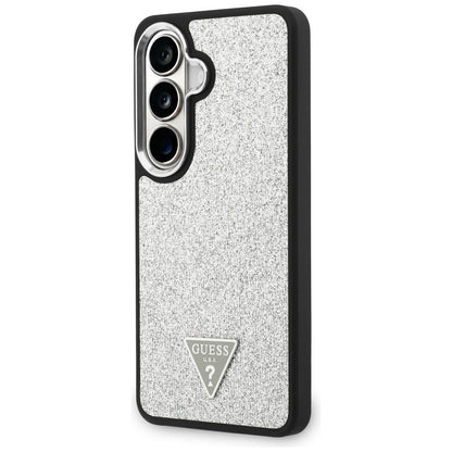 MagSafe-Hülle für Samsung Galaxy S26 S942, Guess, festes Glitzer-Dreieck-Logo, Silber