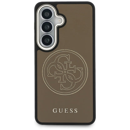 Étui MagSafe pour Samsung Galaxy S26 S942, Guess, Logo Perforé, Marron