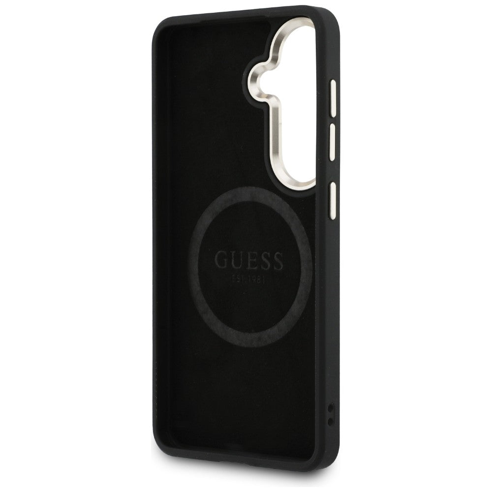 Étui MagSafe pour Samsung Galaxy S26 S942, Guess, Logo Perforé, Marron