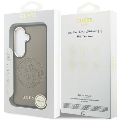 Étui MagSafe pour Samsung Galaxy S26 S942, Guess, Logo Perforé, Marron