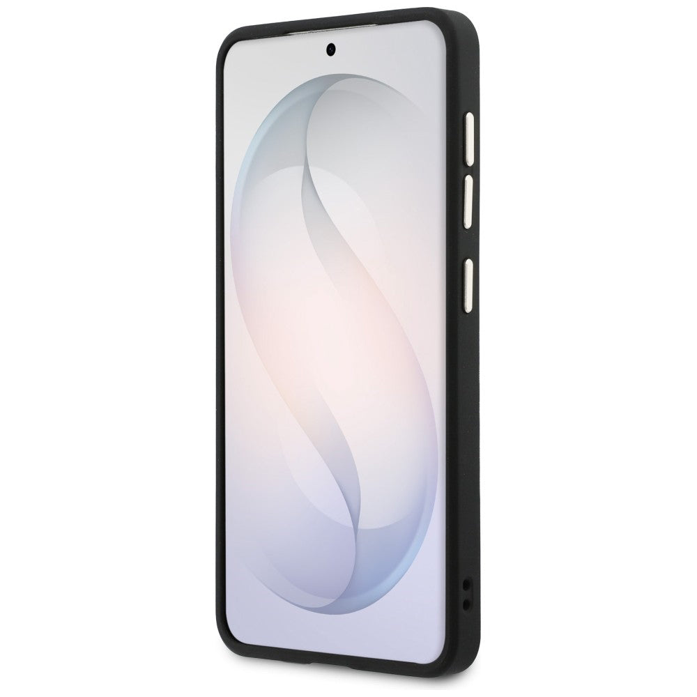 MagSafe Case for Samsung Galaxy S26 S942, Guess, Saffiano Peony Embossed Ring, Black