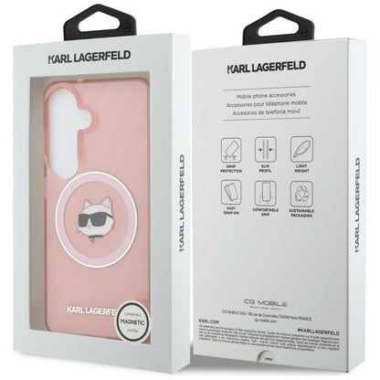 MagSafe Hülle für Samsung Galaxy S26 S942, Karl Lagerfeld, IML Choupette Head on KL Repeated Logo, Rosa