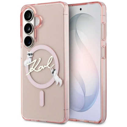 MagSafe Case for Samsung Galaxy S26 S942, Karl Lagerfeld, IML Choupette Karl Script Logo, Pink