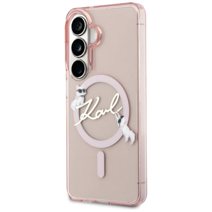 MagSafe Case for Samsung Galaxy S26 S942, Karl Lagerfeld, IML Choupette Karl Script Logo, Pink