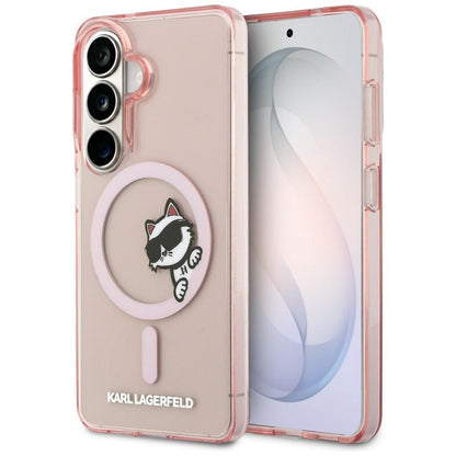 Étui MagSafe pour Samsung Galaxy S26 S942, Karl Lagerfeld, IML Choupette Peekaboo Logo, Rose