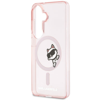 Étui MagSafe pour Samsung Galaxy S26 S942, Karl Lagerfeld, IML Choupette Peekaboo Logo, Rose
