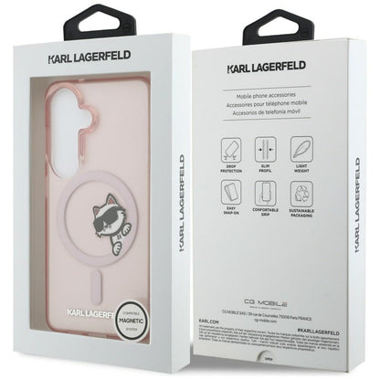 Étui MagSafe pour Samsung Galaxy S26 S942, Karl Lagerfeld, IML Choupette Peekaboo Logo, Rose