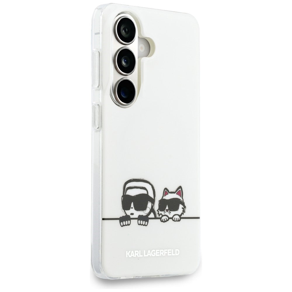 Étui MagSafe pour Samsung Galaxy S26 S942, Karl Lagerfeld, IML Karl & Choupette Peekaboo Logo, Blanc