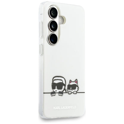 Étui MagSafe pour Samsung Galaxy S26 S942, Karl Lagerfeld, IML Karl & Choupette Peekaboo Logo, Blanc
