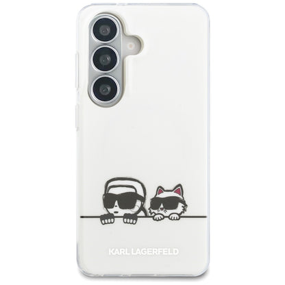 Étui MagSafe pour Samsung Galaxy S26 S942, Karl Lagerfeld, IML Karl & Choupette Peekaboo Logo, Blanc