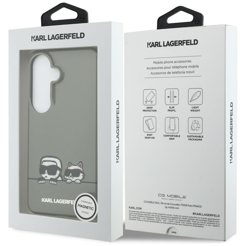 Housse MagSafe pour Samsung Galaxy S26 S942, Karl Lagerfeld, IML Karl & Choupette Peekaboo Logo, Noire
