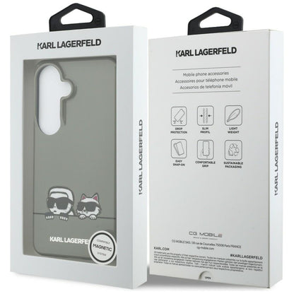 Housse MagSafe pour Samsung Galaxy S26 S942, Karl Lagerfeld, IML Karl & Choupette Peekaboo Logo, Noire