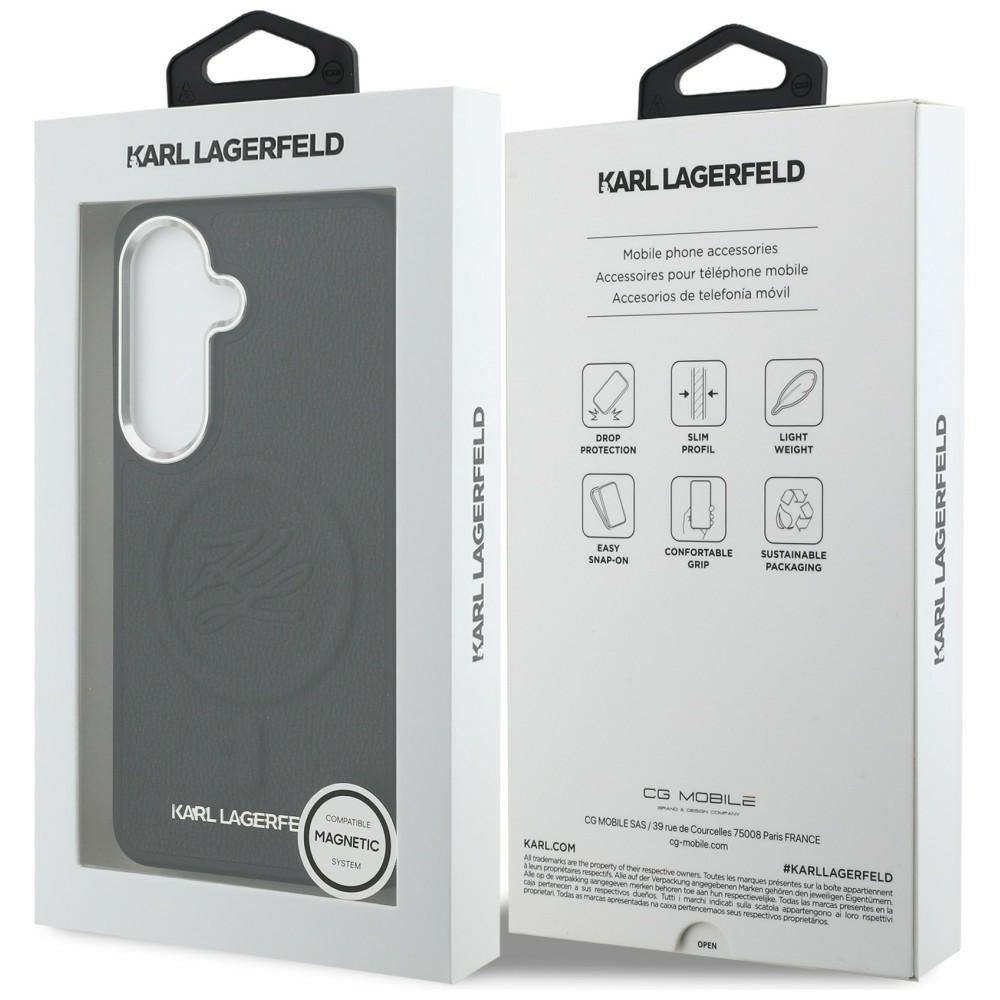 Étui MagSafe pour Samsung Galaxy S26 S942, Karl Lagerfeld, Logo Initial en Relief, Noir