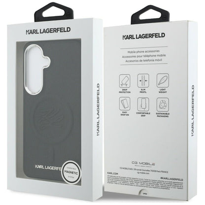 Étui MagSafe pour Samsung Galaxy S26 S942, Karl Lagerfeld, Logo Initial en Relief, Noir