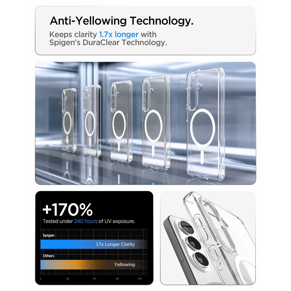 MagSafe Case for Samsung Galaxy S26 S942, Spigen, Ultra Hybrid, White Transparent ACS10734