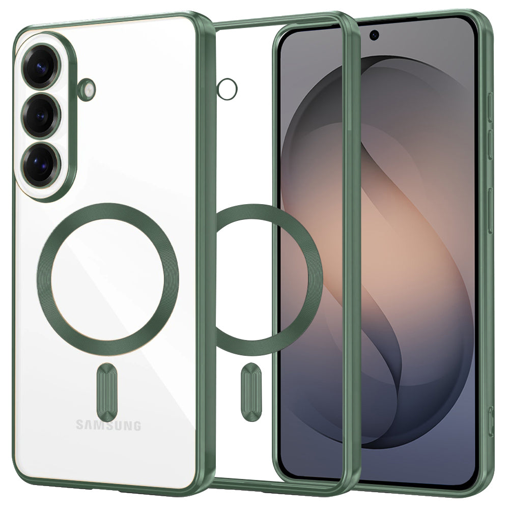 Housse MagSafe pour Samsung Galaxy S26, Techsuit, Luxury Crystal, Vert Foncé