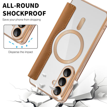 MagSafe Hülle für Samsung Galaxy S26, Techsuit, SmartMag Book, Braun