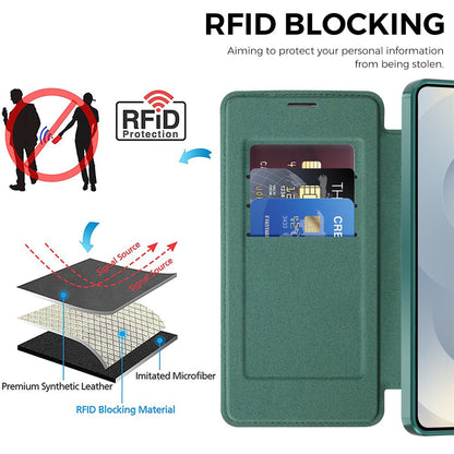 Étui MagSafe pour Samsung Galaxy S26, Techsuit, SmartMag Book, Vert