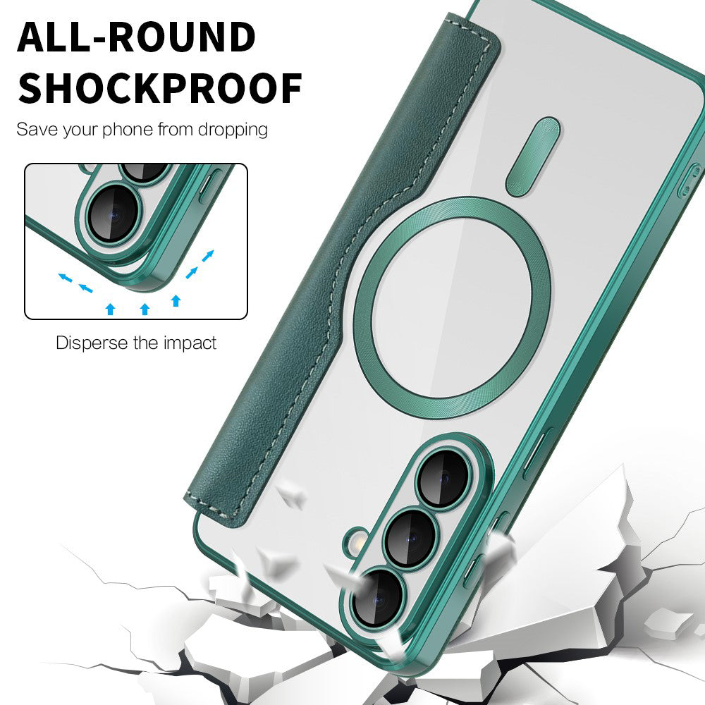 Étui MagSafe pour Samsung Galaxy S26, Techsuit, SmartMag Book, Vert