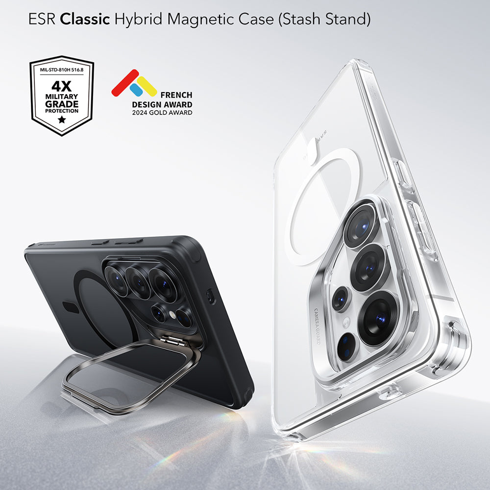 Housse MagSafe pour Samsung Galaxy S26 Ultra S948, ESR, Classic Hybrid Kickstand, Noir Satiné