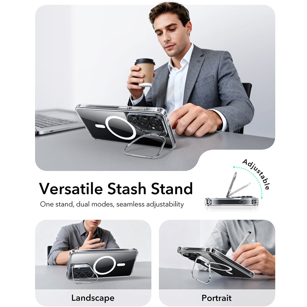 Coque MagSafe pour Samsung Galaxy S26 Ultra, ESR, Classic Hybrid Kickstand, Transparente