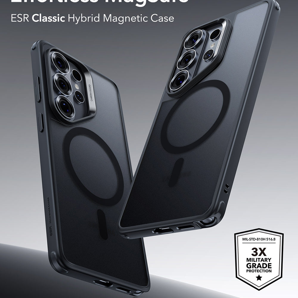Housse MagSafe pour Samsung Galaxy S26 Ultra, ESR, Classic Hybrid, Noir Satiné