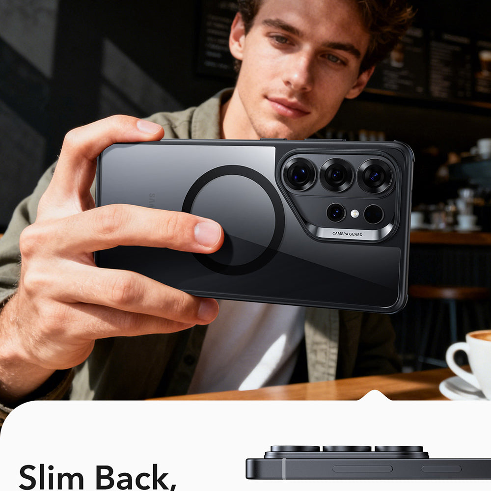 Coque MagSafe pour Samsung Galaxy S26 Ultra, ESR, Classic Hybrid, Noire Transparente