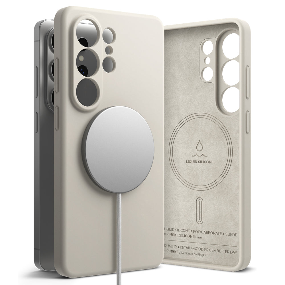 Housse MagSafe pour Samsung Galaxy S26 Ultra S948, Ringke, Silicone, Crème