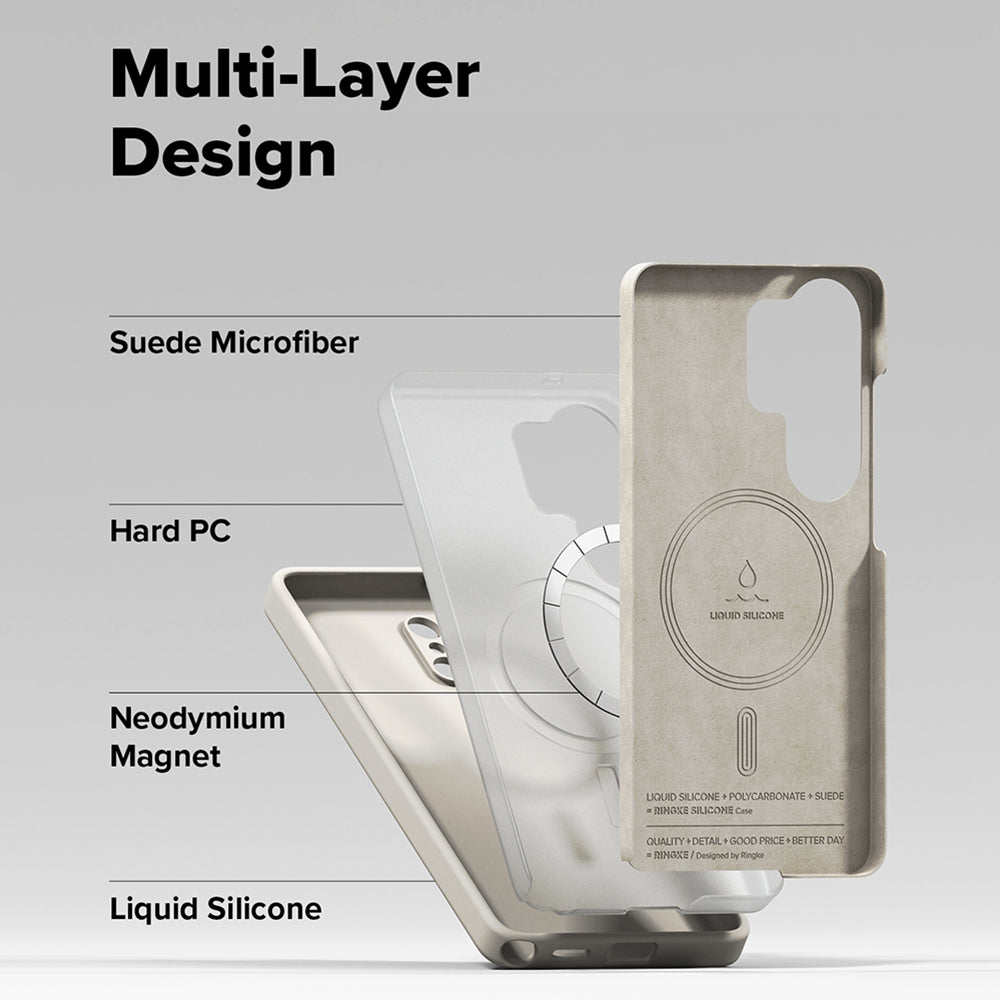 Housse MagSafe pour Samsung Galaxy S26 Ultra S948, Ringke, Silicone, Crème