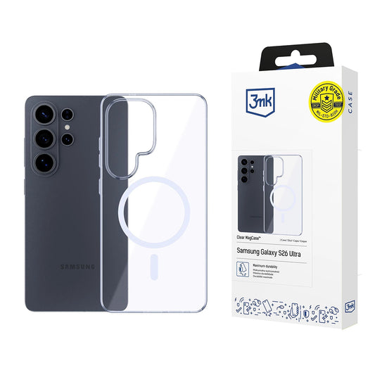 Étui MagSafe pour Samsung Galaxy S26 Ultra S948, 3MK, Clear MagCase, Transparent