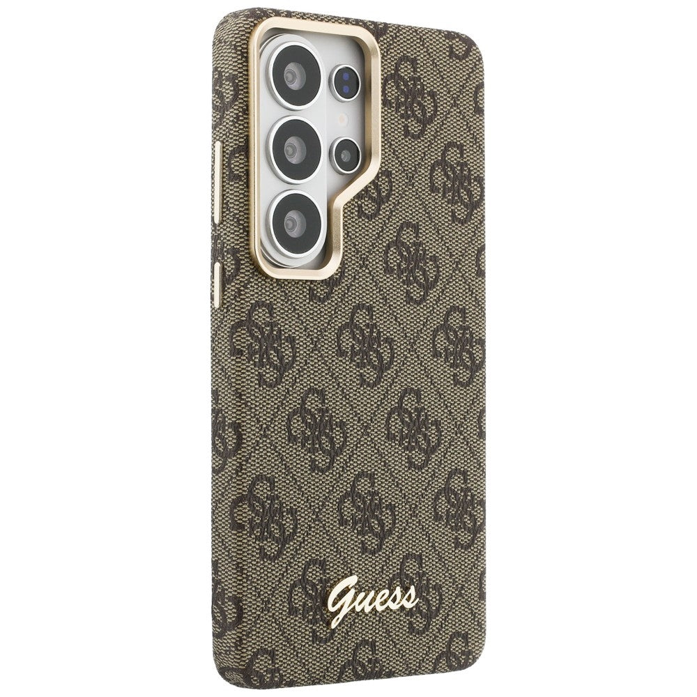 Housse MagSafe pour Samsung Galaxy S26 Ultra S948, Guess, Logo Script 4G, Marron