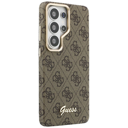 Housse MagSafe pour Samsung Galaxy S26 Ultra S948, Guess, Logo Script 4G, Marron