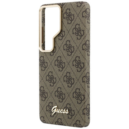 Housse MagSafe pour Samsung Galaxy S26 Ultra S948, Guess, Logo Script 4G, Marron
