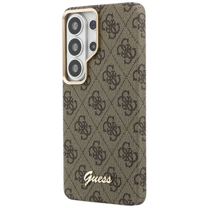 Housse MagSafe pour Samsung Galaxy S26 Ultra S948, Guess, Logo Script 4G, Marron
