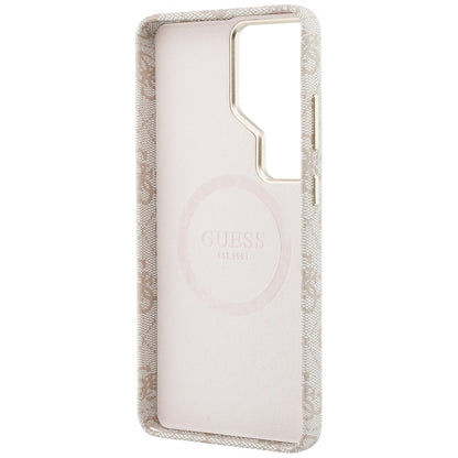 Coque MagSafe pour Samsung Galaxy S26 Ultra S948, Guess, Logo Script 4G, Rose.