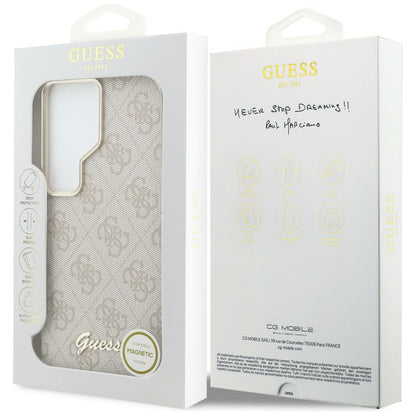 Coque MagSafe pour Samsung Galaxy S26 Ultra S948, Guess, Logo Script 4G, Rose.