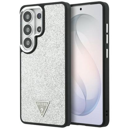 Coque MagSafe pour Samsung Galaxy S26 Ultra S948, Guess, Logo Triangle Pailleté Fixe, Argentée