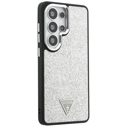 Coque MagSafe pour Samsung Galaxy S26 Ultra S948, Guess, Logo Triangle Pailleté Fixe, Argentée
