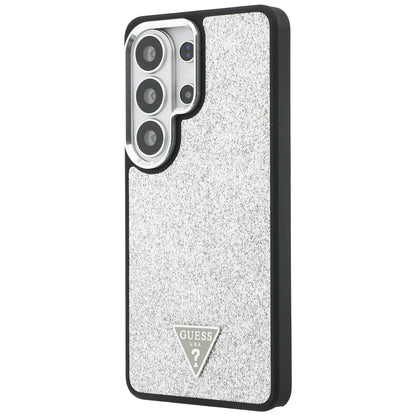 Coque MagSafe pour Samsung Galaxy S26 Ultra S948, Guess, Logo Triangle Pailleté Fixe, Argentée