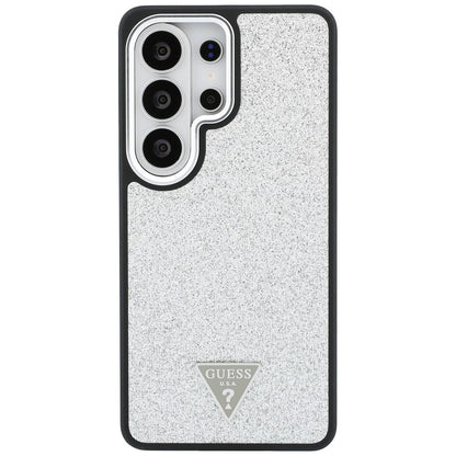 Coque MagSafe pour Samsung Galaxy S26 Ultra S948, Guess, Logo Triangle Pailleté Fixe, Argentée