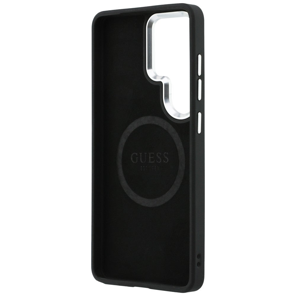 Coque MagSafe pour Samsung Galaxy S26 Ultra S948, Guess, Logo Triangle Pailleté Fixe, Argentée